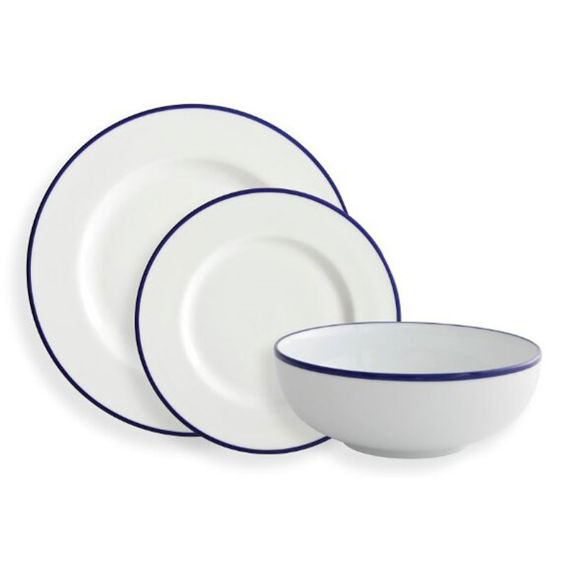 Canteen 12 Piece Dinner Set, White/Blue-0