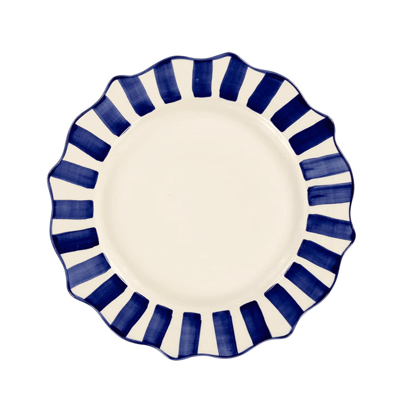 Scalloped Dinner Plate, D27cm, Blue-0