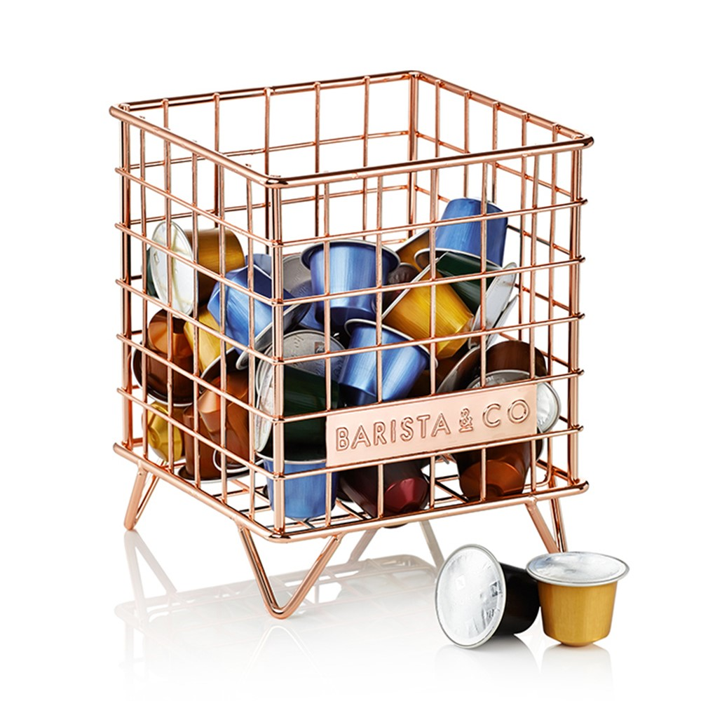 Pod Coffee capsule storage, 18 x 14 x 14cm, Copper-1