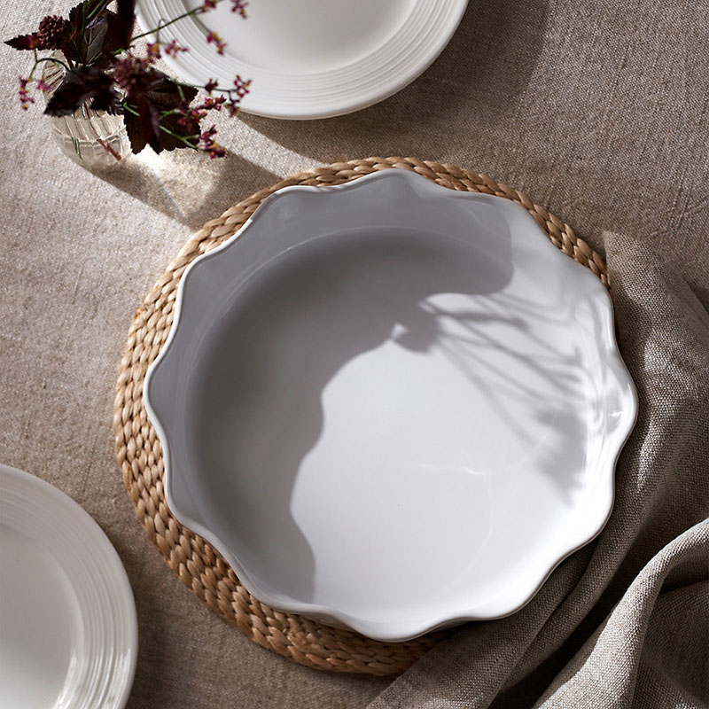 Portobello Pie Dish, D27cm, White-0