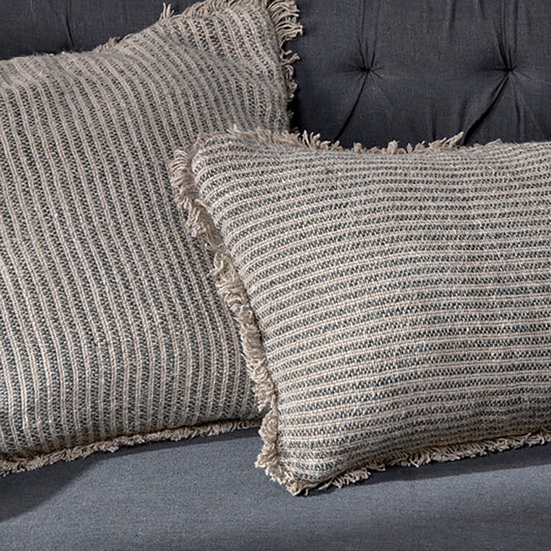 Gili Linen Cushion Cover, 50 x 50cm, Dark Green & Natural-3