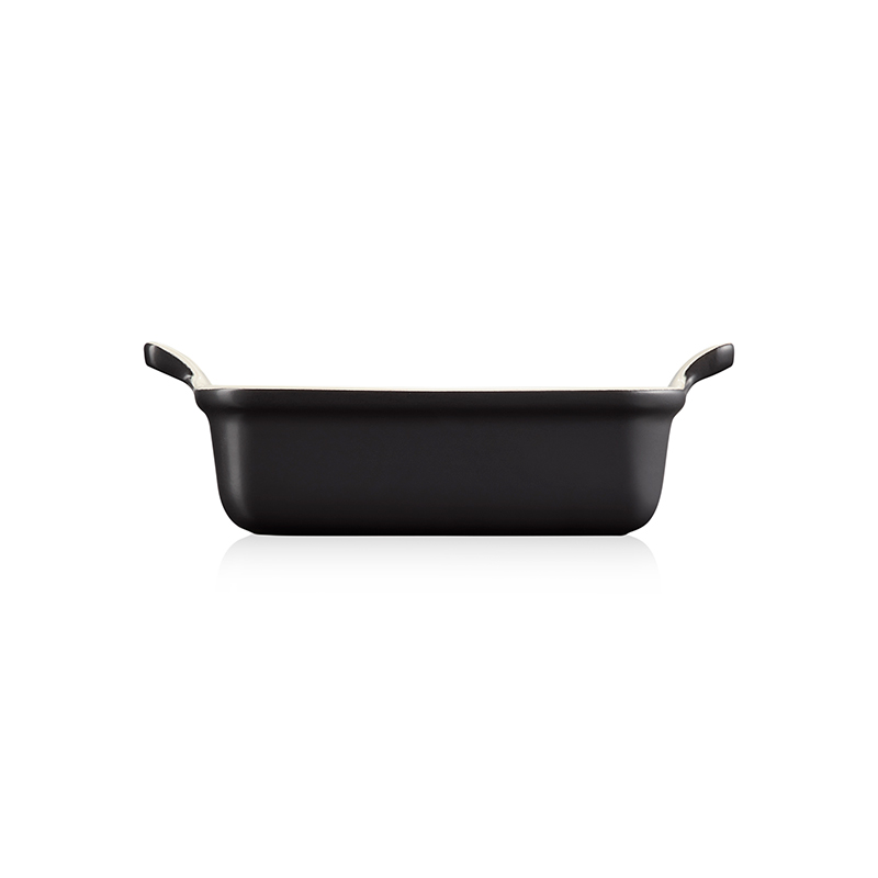 Stoneware Rectangular dish, 19 x 14cm - 1 litre, satin black-2