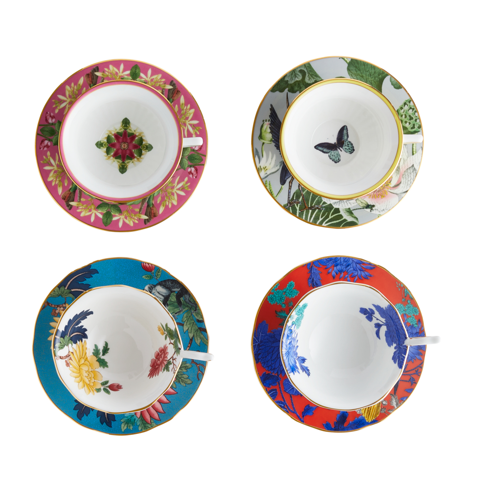 Wonderlust Set of 4 Tea Cup & Saucers, Floral-1