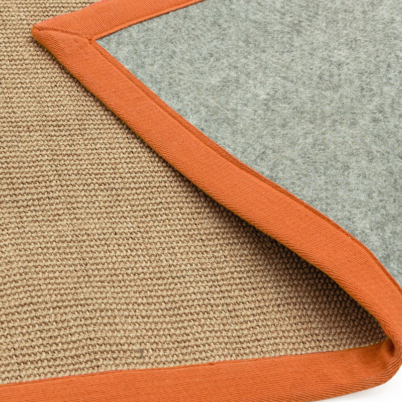 Sisal linen border runner, 160 x 230cm, orange-1