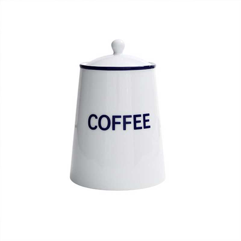 Canteen Coffee Storage Jar, White/Blue-0