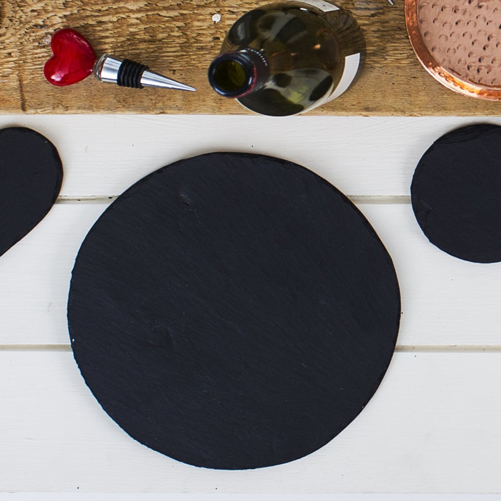 Pair of round tablemats, 23cm, Slate-0