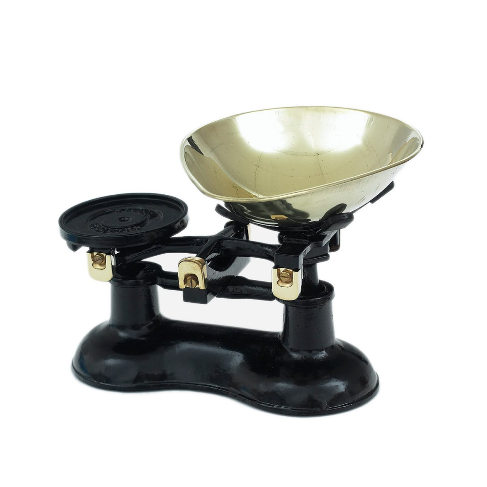 Traditional kitchen scales, Black Cast Iron With Brass Bowl-0