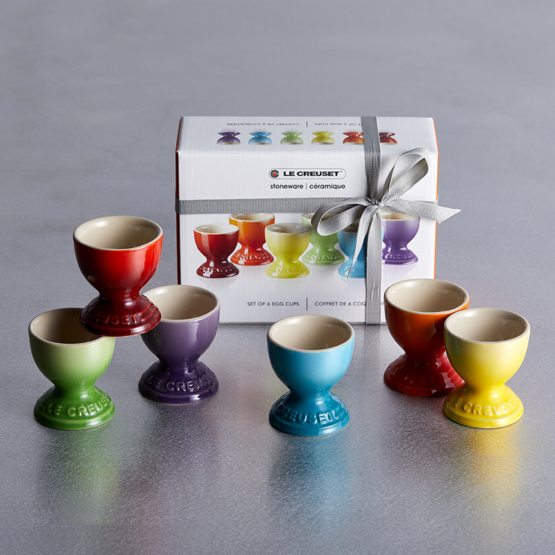 Stoneware Set of 6 egg cups, Rainbow-4