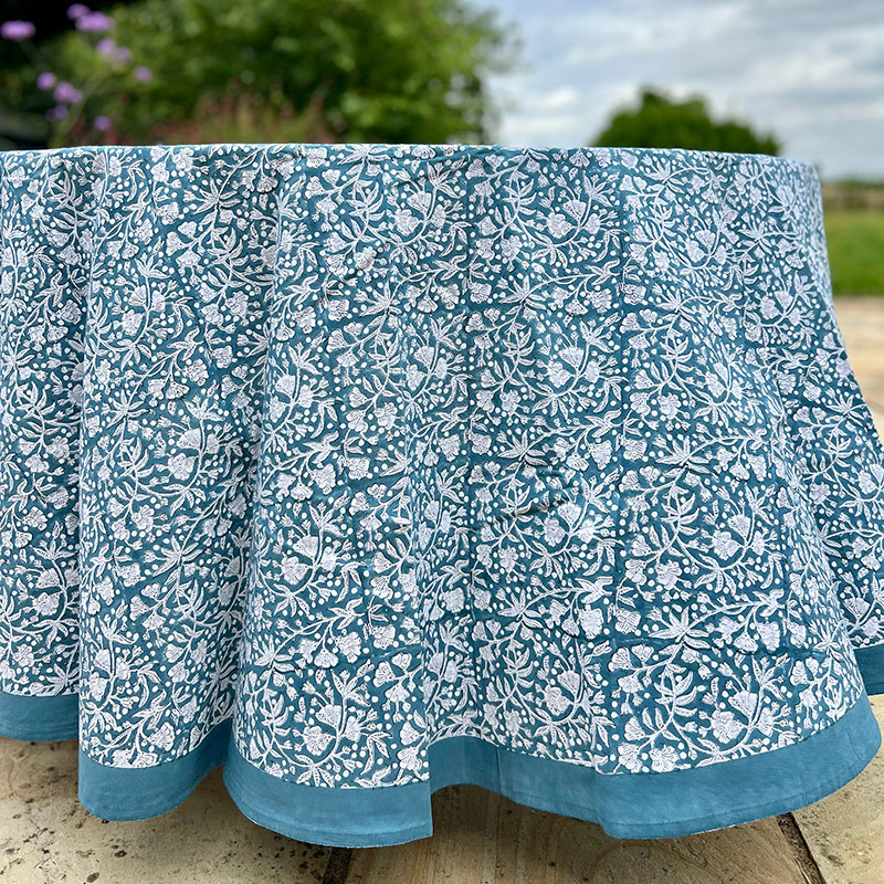 Florence Tablecloth, D225cm, French Blue-2