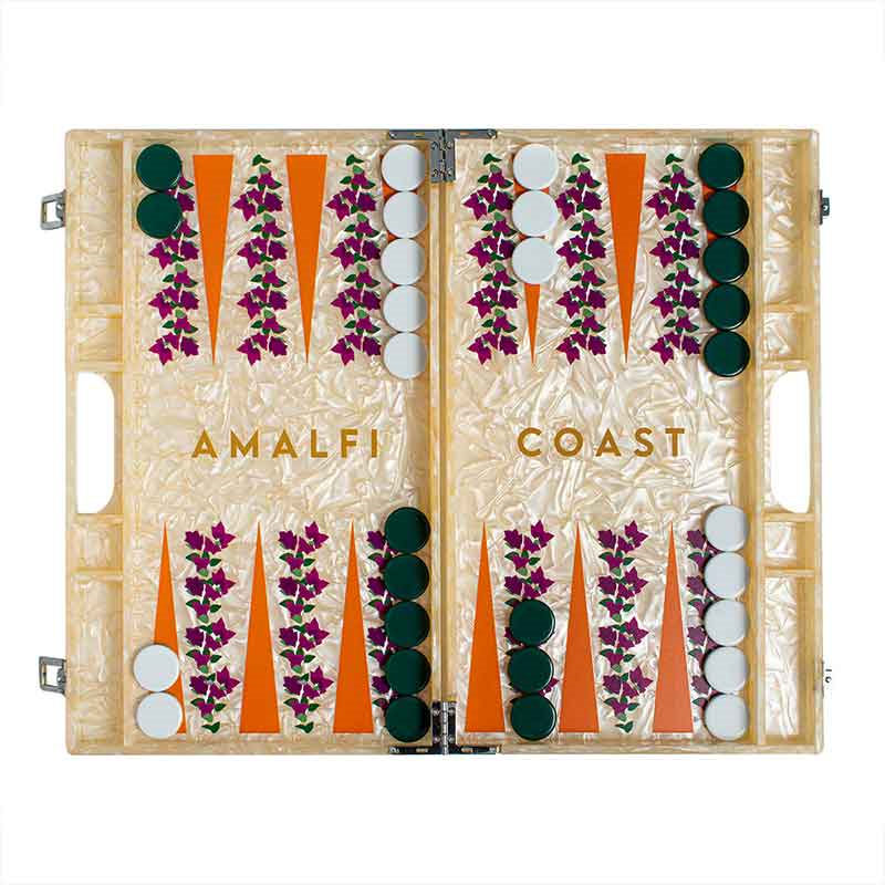 Amalfi Coast Backgammon Board, L45 x W38cm, Cream-2