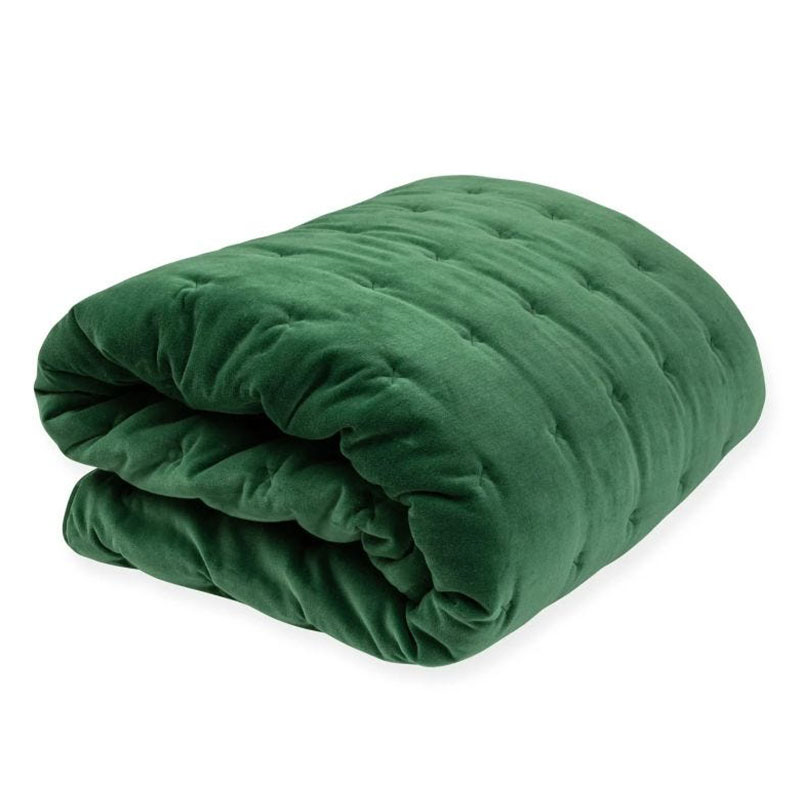 Velvet Double / King Quilt, Emerald Green-2