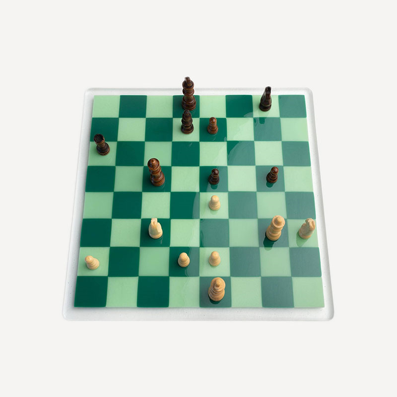 David Perry Draughts/Chessboard, 35x35x1cm, Light & Dark Green-1