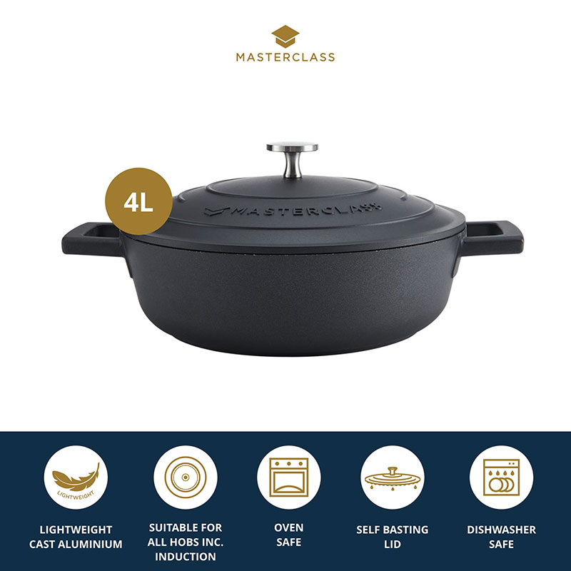 Cast Aluminium Casserole Dish, 2.5L, Black-10