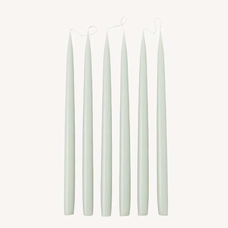 Set of 6 Tapered Dinner Candles, H35cm, Pale Green-0