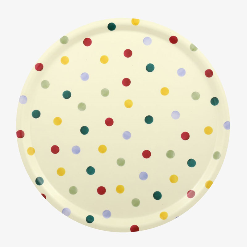 Polka Dot Birch Round Tray, 38cm-0