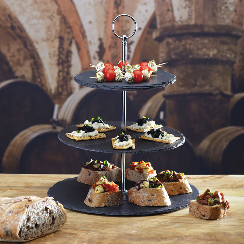 3 tier serving stand, 28.5 x 34.5cm, slate-0