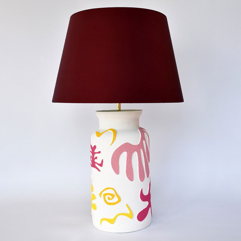 Can Can Table Lamp, H36cm, Pink & Yellow-2