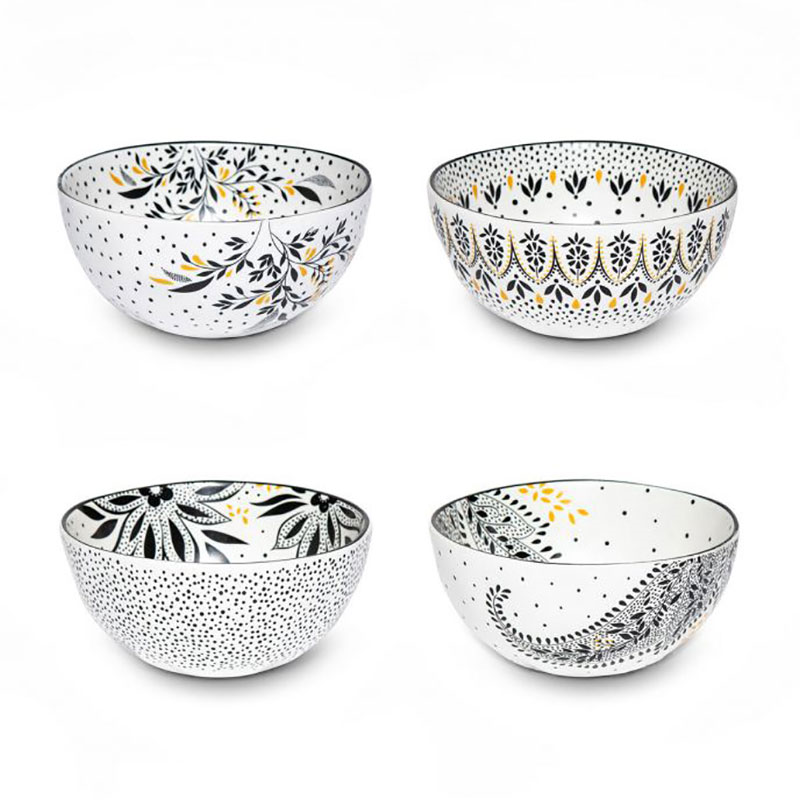 Artisanne Noir Set of 4 Small Bowls, D13cm, Monochrome-3