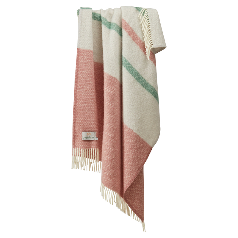 Brecon Pure Wool Throw, 150 x 183cm, Dusty Pink & Sea Green-0