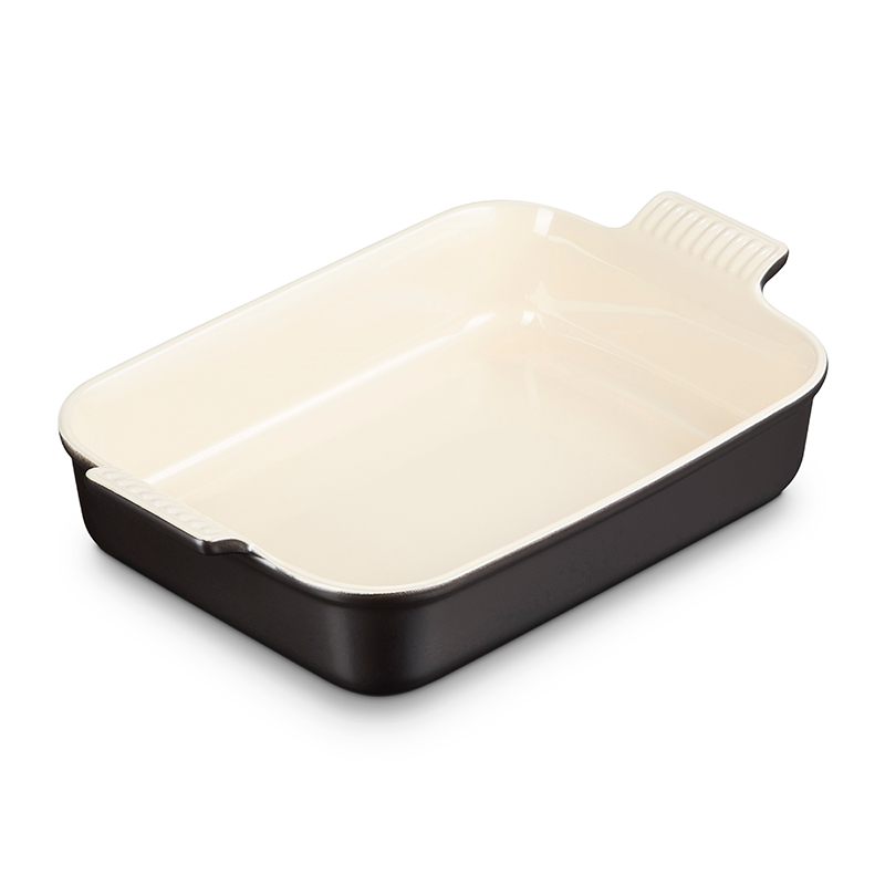 Stoneware Rectangular dish, 32 x 28cm - 3.85 litre, Satin Black-1