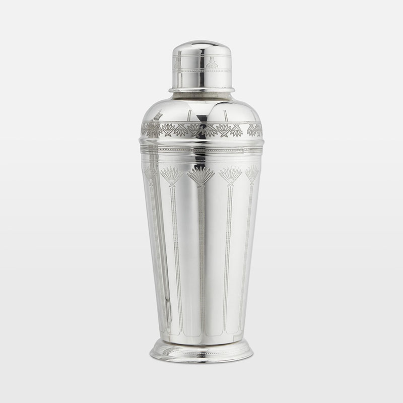 Rochester Engraved Silver Cocktail Shaker, H24cm, Silver-0