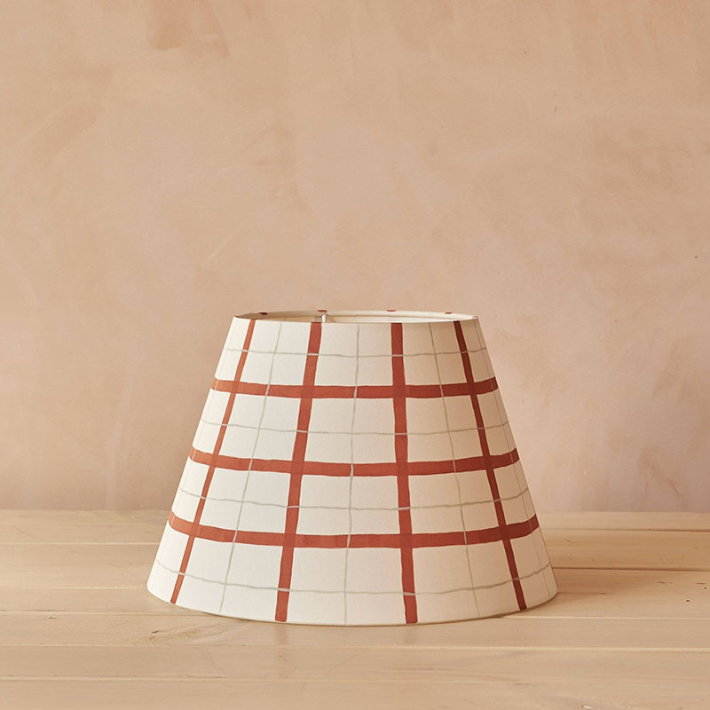 Hum London Gingham Lampshade, 35cm, Rust-2