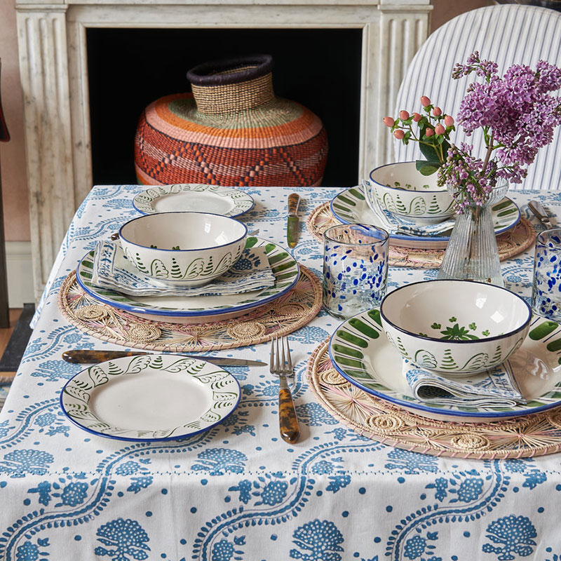 Kalee Linen Tablecloth, 170 x 250cm, Blue-0