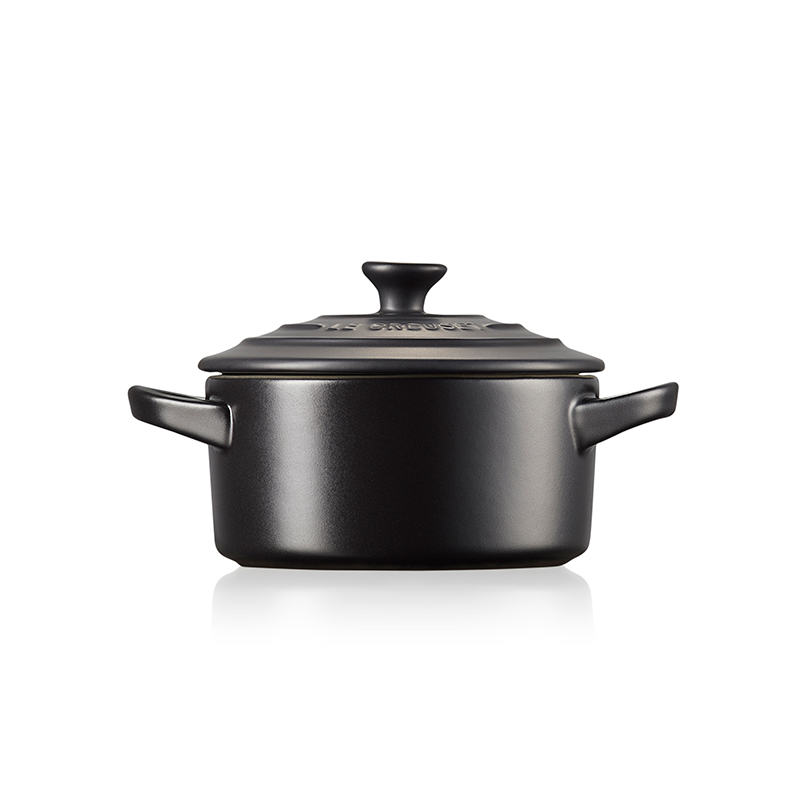 Stoneware Petite round casserole, 10cm, Satin Black-3