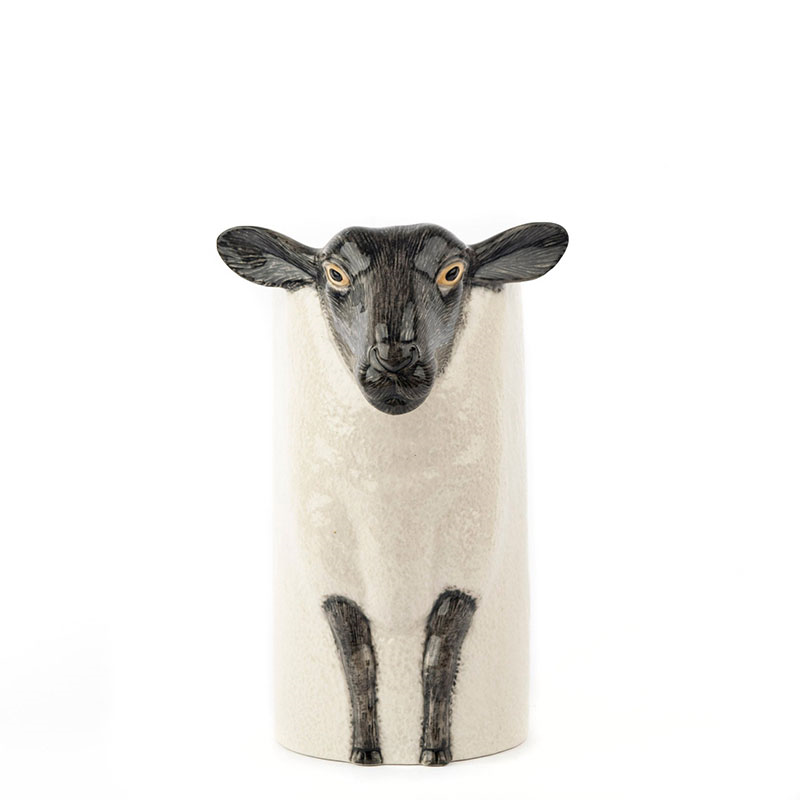 Black Faced Suffolk Sheep Utensil Pot, H20cm, Black/White-2