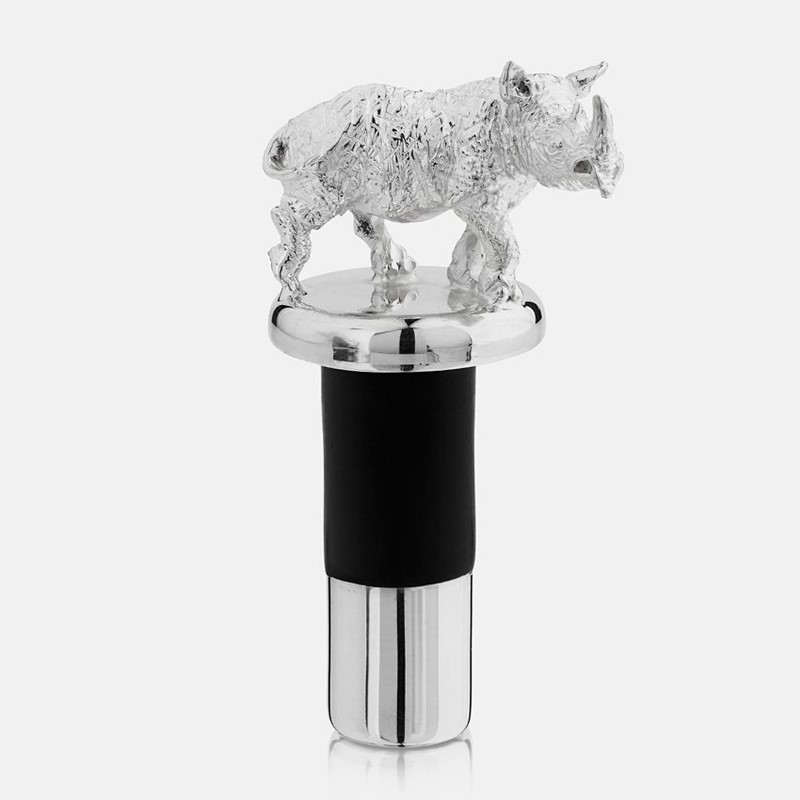 The Highland Safari Collection Wine bottle stopper, D5 x H8cm, Silver Plate-0