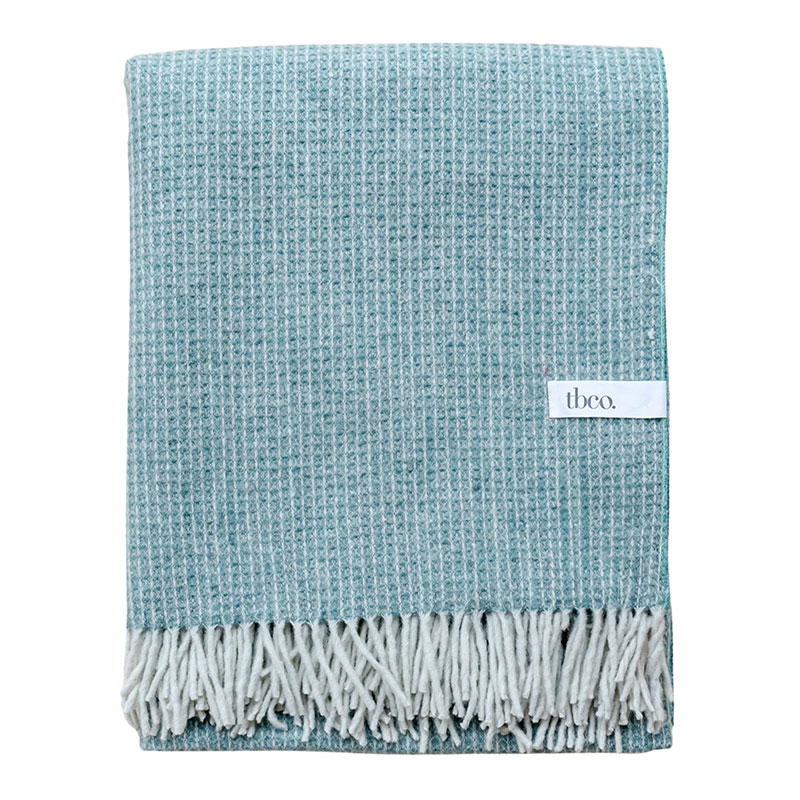 Recycled Wool Blanket, 145 x 190cm, Sage Waffle-1