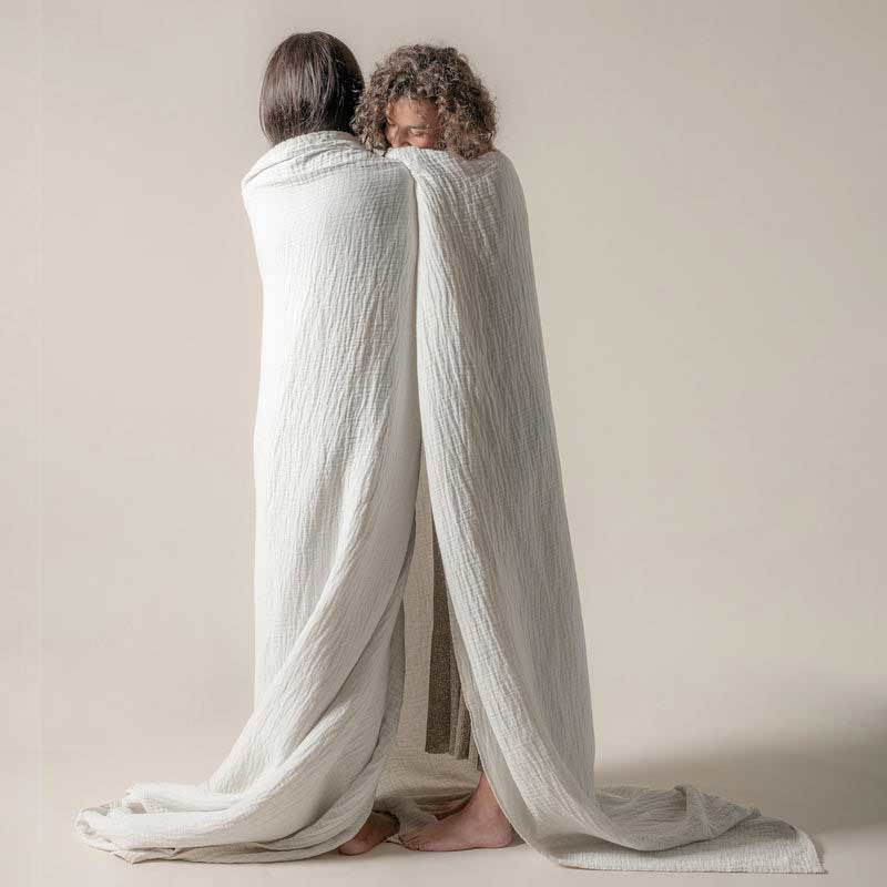 The linen & cotton throw, 250 x 250cm, Clay-1