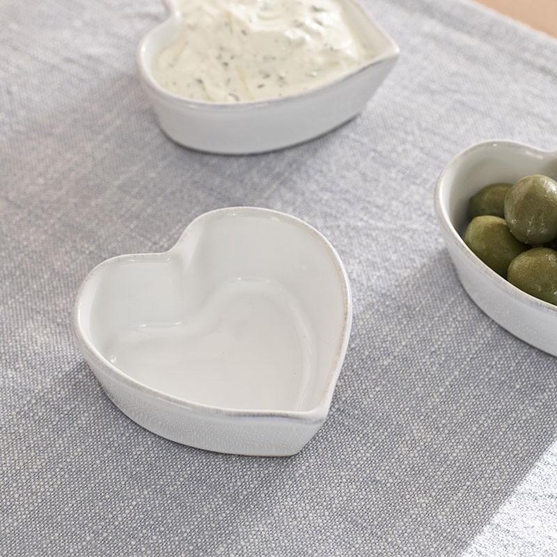 Porto Set of 3 Heart Dishes, White-2