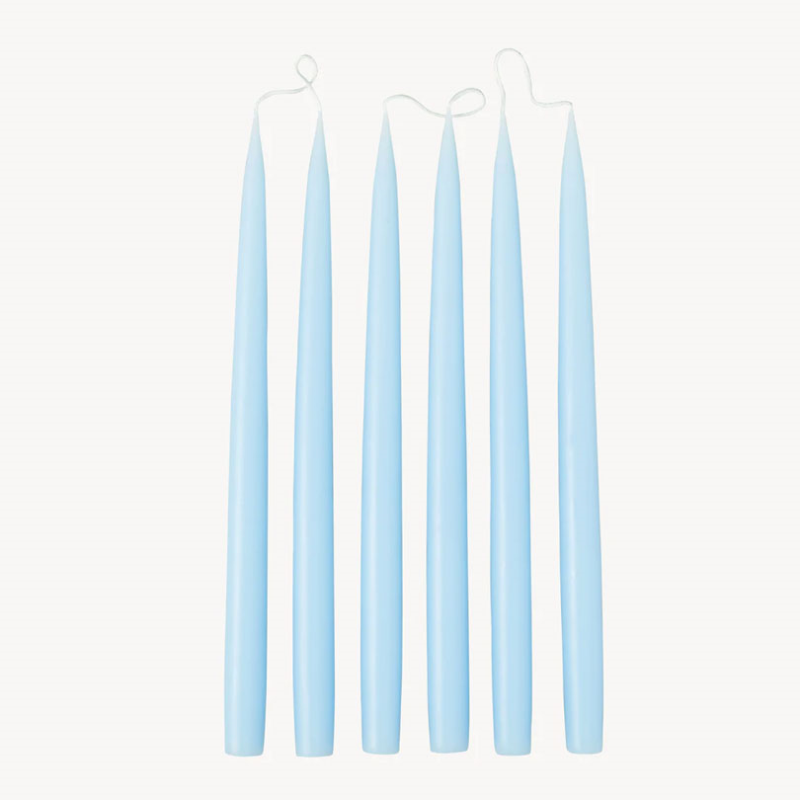 Set of 6 Tapered Dinner Candles, H35cm, Pale Blue-0