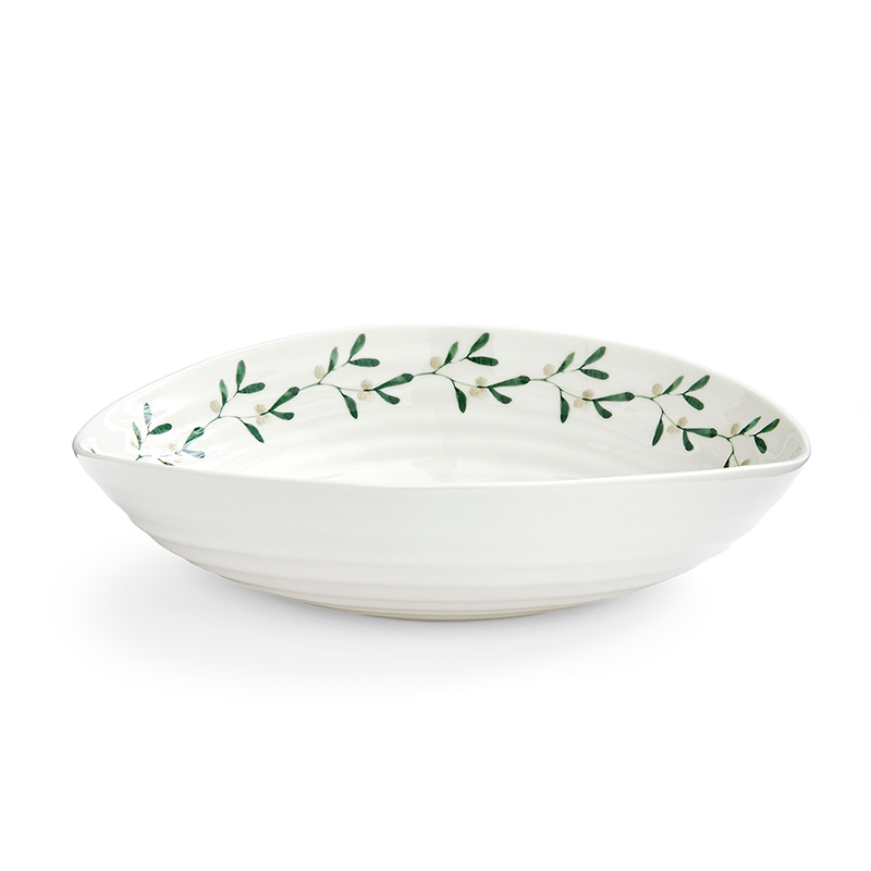 Mistletoe Set of 4 Pasta Bowls, D23.5cm, White/Green-3