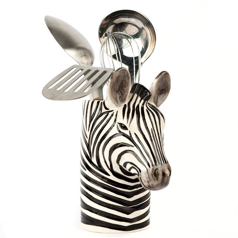 Zebra Utensil Pot, H22cm, Black/White-0