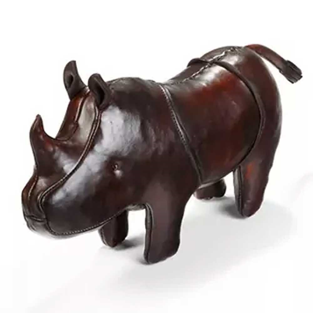 Hand Crafted Leather Rhino, Miniature-0