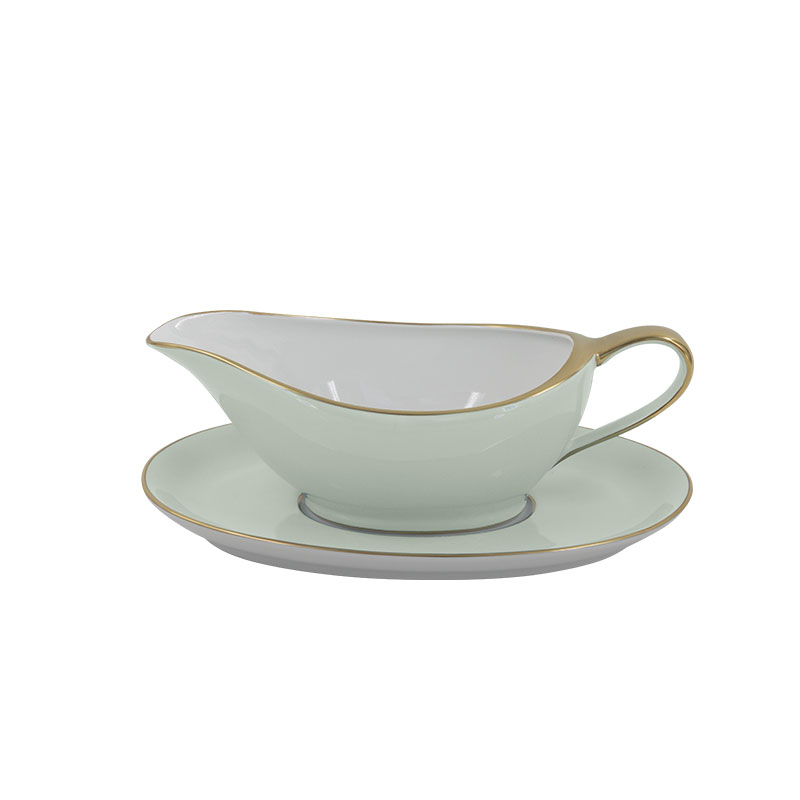 Sous Le Soleil Sauceboat On Tray, 350ml, Matt Gold Classic Celadon-0