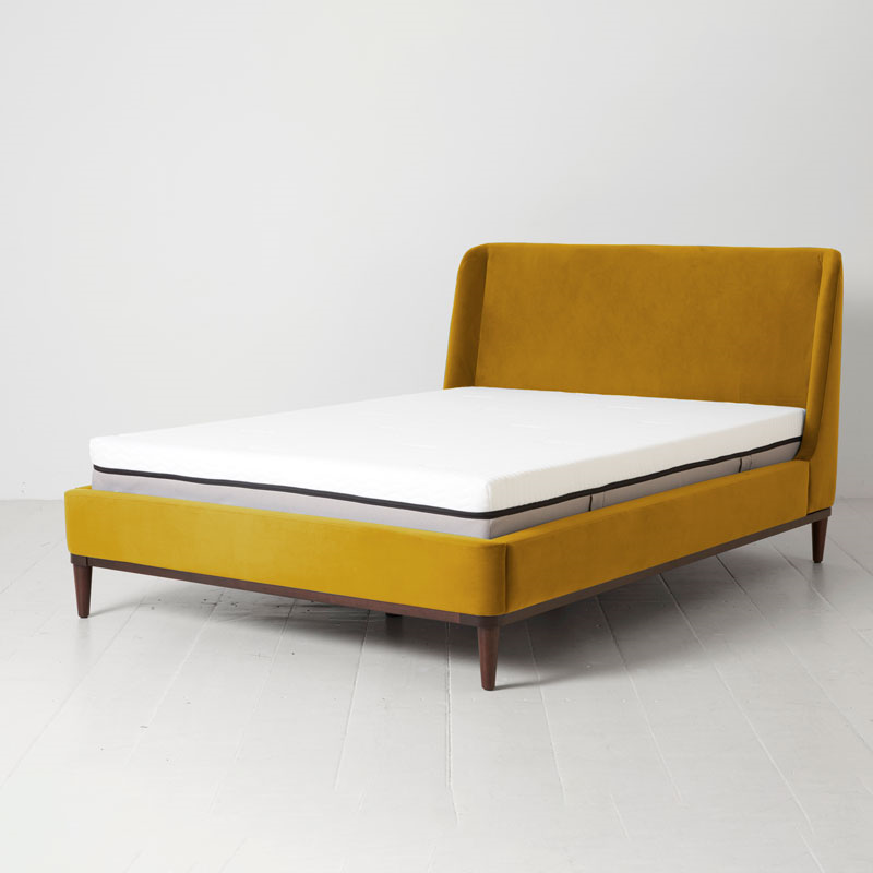 Bed 01 Velvet Double Frame, Mustard-0