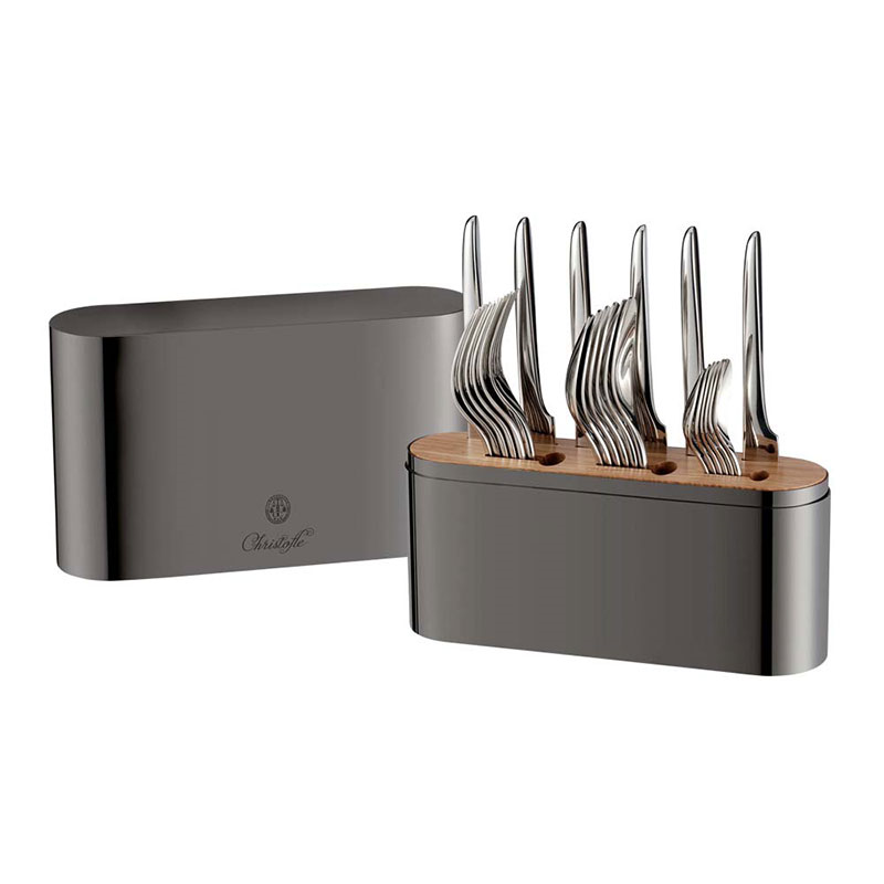 Concorde 24-Piece Cutlery Set with Case, Black-0