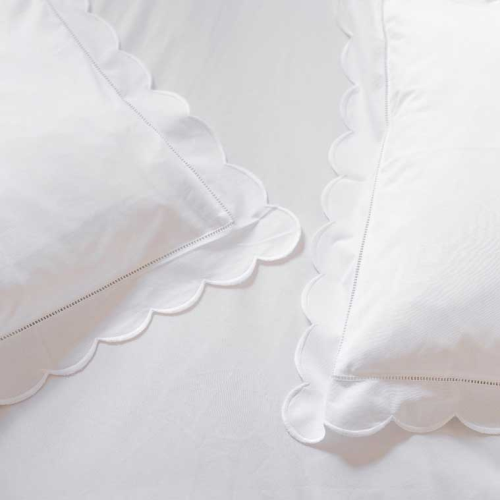 Scallop King Size Duvet Cover, White-0