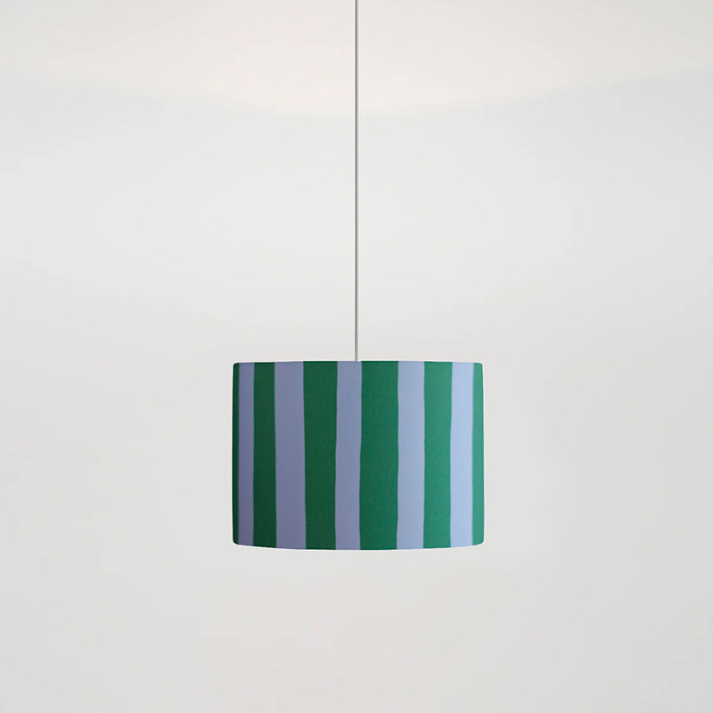 Stripe Drum Shade, 35cm, Blue & Green-1