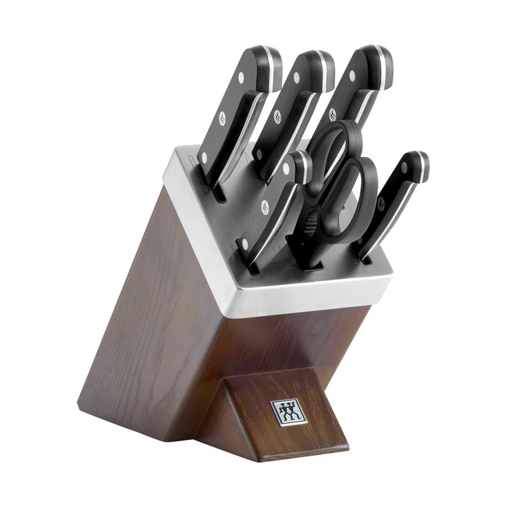 Gourmet 7 piece self-sharpening knife block set, Ash Wood-0