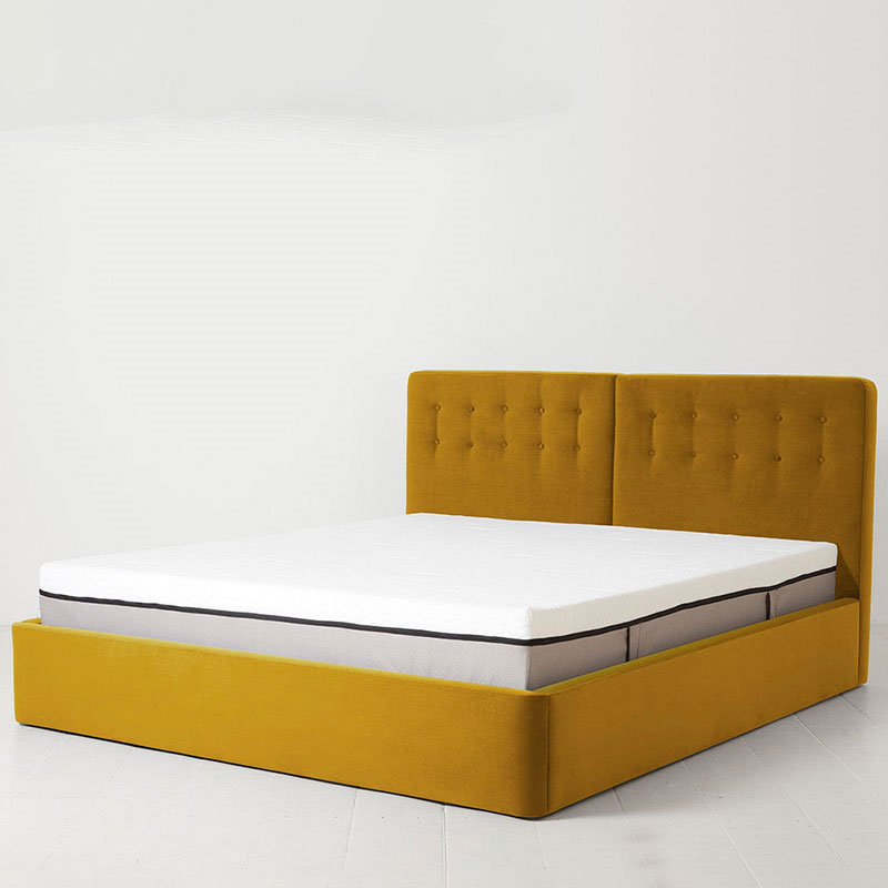 Bed 01 Velvet Super King Size Frame, Mustard-0