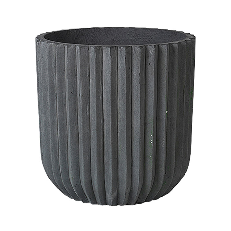 Fiber Set of 2 Planters, D37 x H37cm, Charcoal-2