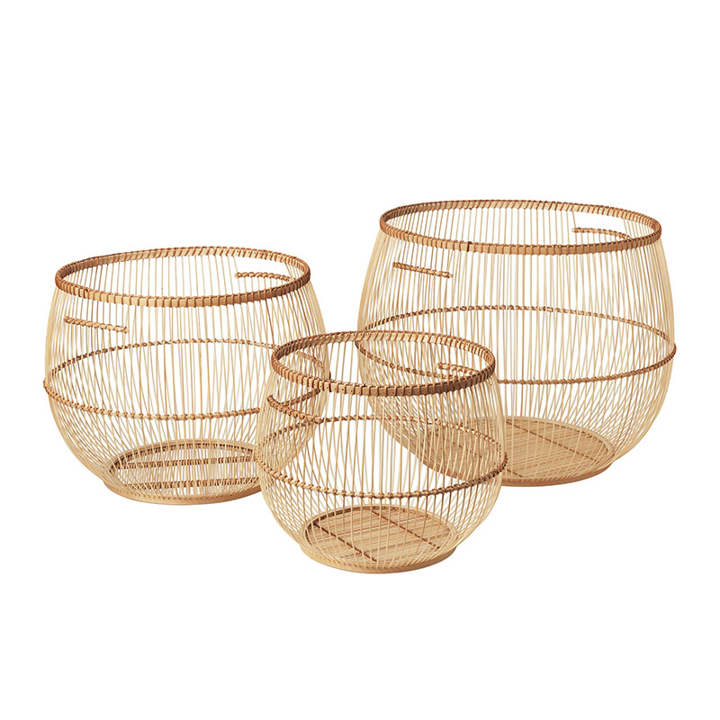 Soffy Set of 3 Baskets, D60 x H45cm, Natural-0