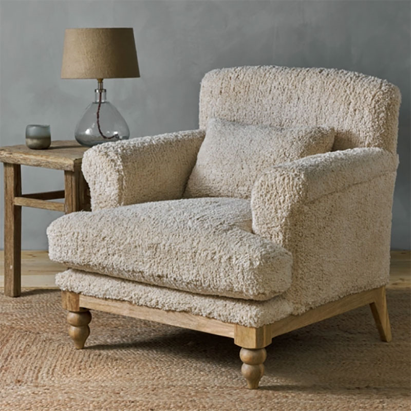 Otas Teddy Cotton Armchair, Off White-4