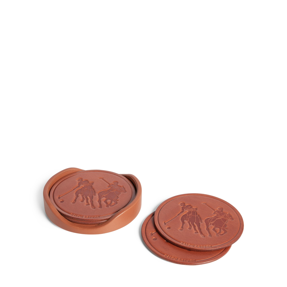 Garrett Set of 4 coasters, 13 x 2cm, Saddle-0