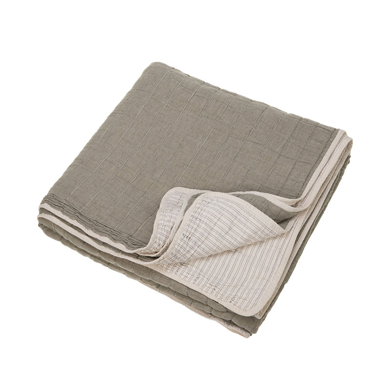 Vivienne Cotton Quilted Throw, 200 x 200cm, Olive Green-2