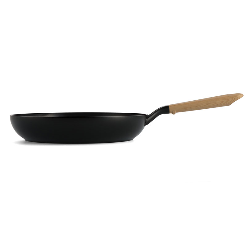 Eco-Smartshape Non Stick Frying Pan with Light Wood Patterned Handle, 28cm, Black-4